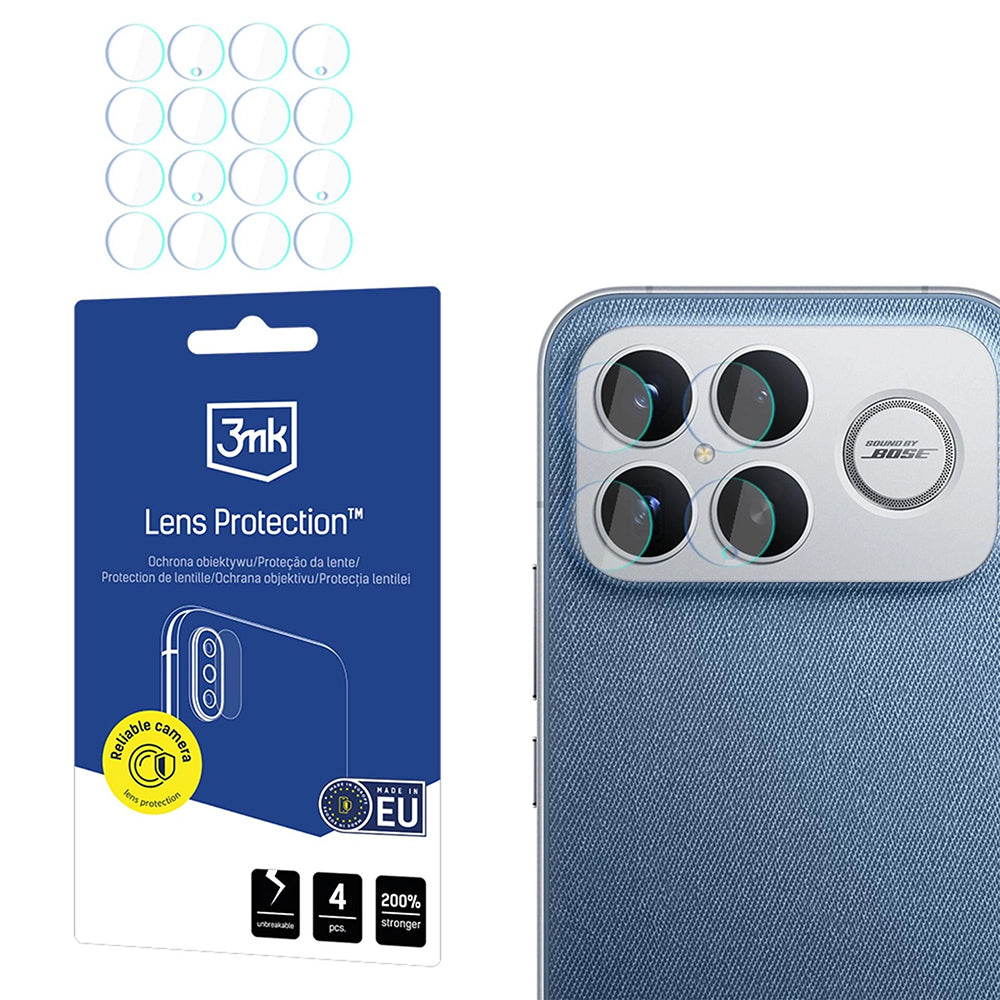Skyddsfilm för bakre kamera 3MK Protection för Xiaomi Poco F8 Ultra, Härdat glas, Set med 4 stycken, Transparent