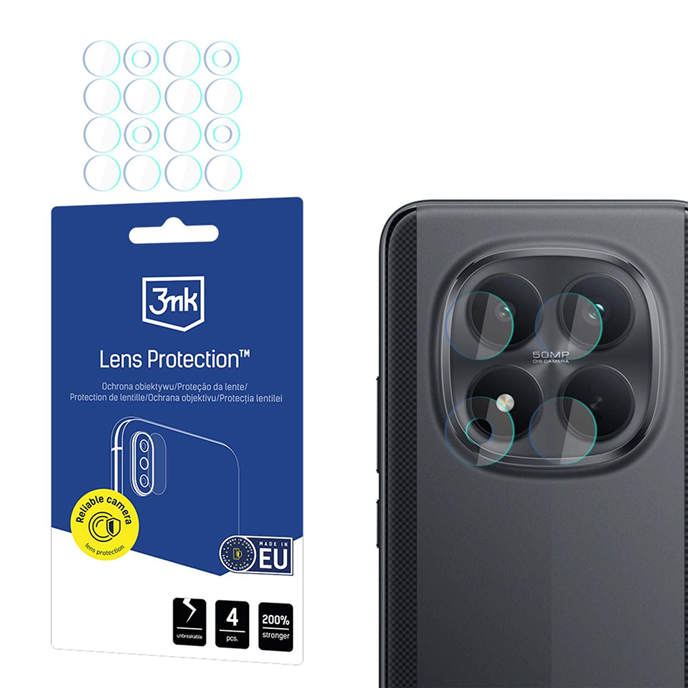 Skyddsfilm för bakre kamera 3MK Protection för Xiaomi Poco M8 Pro, härdat glas, set med 4 stycken, transparent