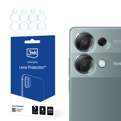 Skyddsfilm för bakre kamera 3MK Protection för Xiaomi Redmi Note 13 Pro 4G, Flexibelt glas, Set om 4 stycken, Transparent
