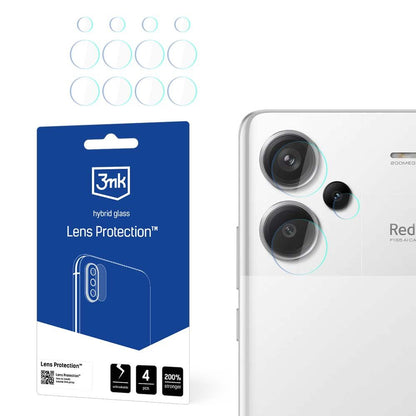 Skyddsfilm för bakre kamera 3MK Protection för Xiaomi Redmi Note 13 Pro+, Flexibelt glas, Set med 4 stycken, Transparent