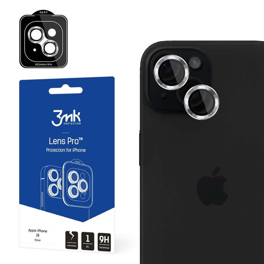 Skyddsfilm för bakre kamera 3MK Protection Pro för Apple iPhone 15, härdat glas, silver