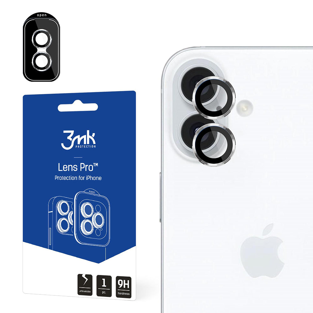 Skyddsfilm för bakre kamera 3MK Protection Pro för Apple iPhone 16 Plus / 16, härdat glas, silver