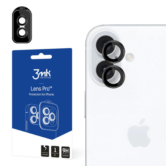 Skyddsfilm för bakre kamera 3MK Protection Pro för Apple iPhone 16 Plus / 16, härdat glas, svart