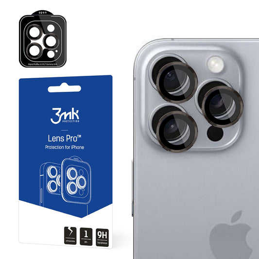 Skyddsfodral för bakre kamera 3MK Protection Pro för Apple iPhone 16 Pro Max / 16 Pro, härdat glas, grå