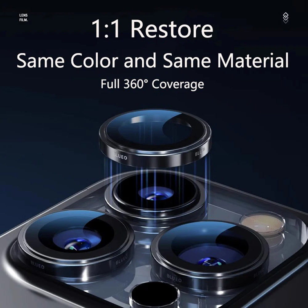Blueo 99 Anti-Reflekterande HD Bakre Kameraskyddsfilm för Apple iPhone 16 Pro Max / 16 Pro, Härdat Glas, Metallgrå