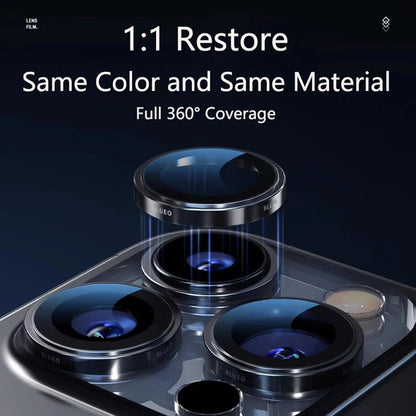 Blueo 99 Anti-Reflekterande HD Bakre Kameraskyddsfilm för Apple iPhone 16 Pro Max / 16 Pro, Härdat Glas, Metallgrå
