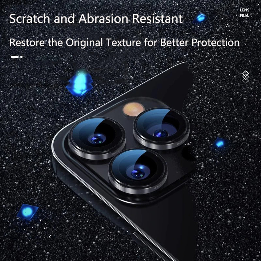 Blueo 99 Anti-Reflekterande HD Bakre Kameraskyddsfilm för Apple iPhone 16 Pro Max / 16 Pro, Härdat Glas, Metallgrå