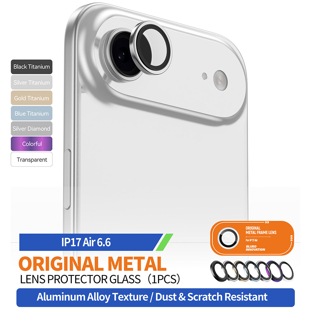 Skyddsfilm för bakre kameran Blueo Glitter Diamond Metal Frame för Apple iPhone 17 Air, Härdat glas, Silver