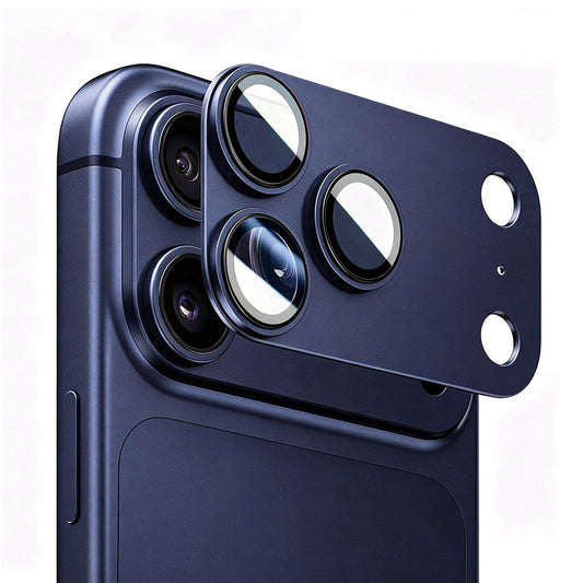 Blueo Integrated Metal-skydd för bakre kamera till Apple iPhone 17 Pro Max, härdat glas, mörkblått