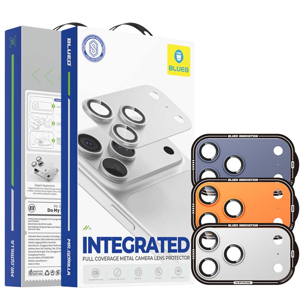 Blueo Integrated Metal-skydd för bakre kamera till Apple iPhone 17 Pro Max, härdat glas, mörkblått
