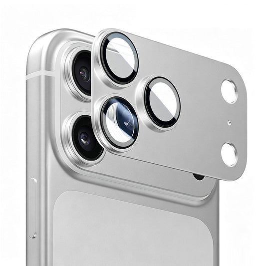 Blueo Integrated Metal-skydd för bakre kamera till Apple iPhone 17 Pro Max, härdat glas, silverfärgat