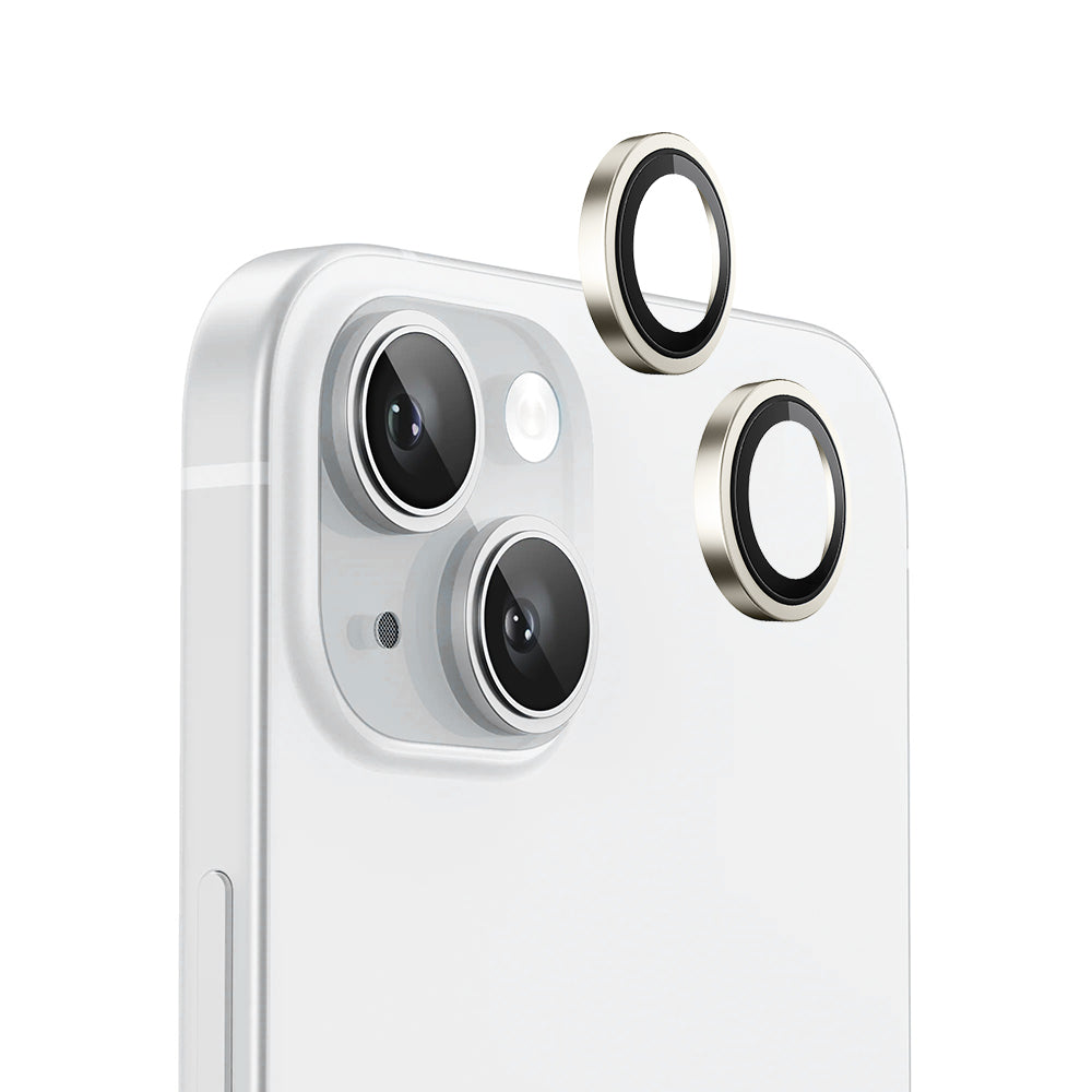 Skyddsplast för bakre kamera Blueo Metal Frame för Apple iPhone 15 Plus / 15, härdat glas, gul