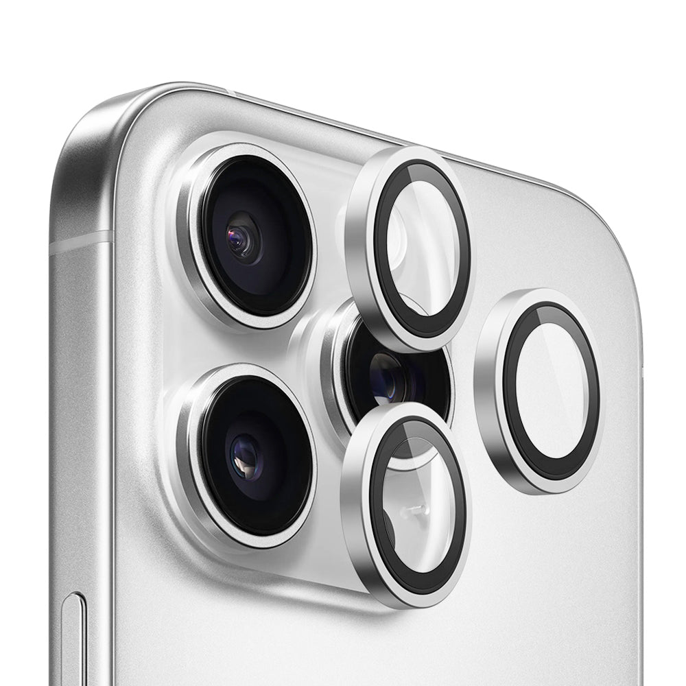 Skyddsplast för bakre kamera Blueo Metal Frame för Apple iPhone 16 Pro Max / 16 Pro, härdat glas, silver