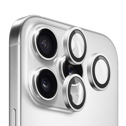 Skyddsplast för bakre kamera Blueo Metal Frame för Apple iPhone 16 Pro Max / 16 Pro, härdat glas, silver