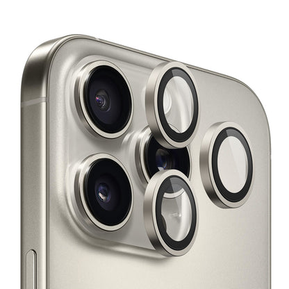Skyddsplåt för bakre kamera Blueo Metal Frame för Apple iPhone 16 Pro Max / 16 Pro, härdat glas, metallgrå