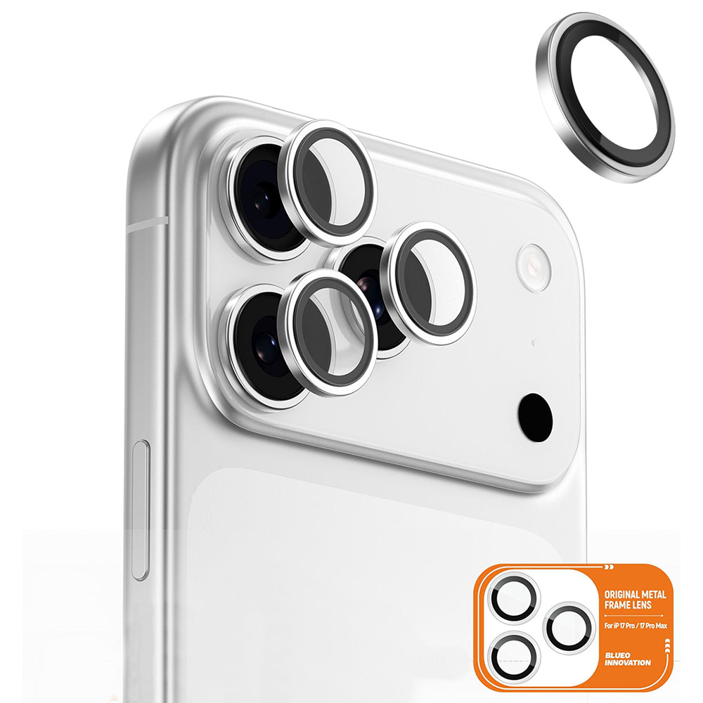 Skyddsfilm för bakre kamera Blueo Metal Frame för Apple iPhone 17 Pro Max / 17 Pro, Härdat glas, Silver