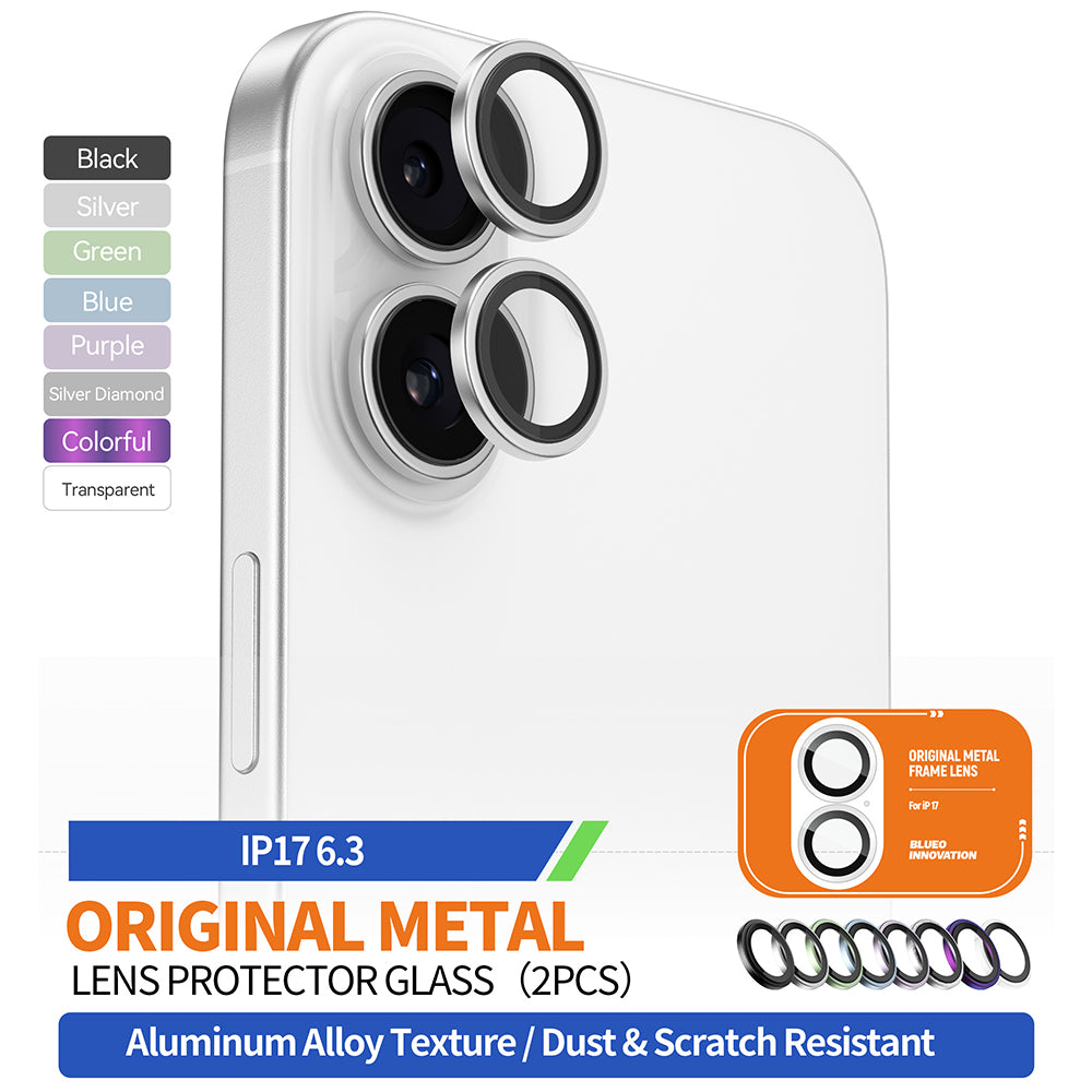 Skyddsfilm för bakre kameran Blueo Metal Frame för Apple iPhone 17, Härdat glas, Silver