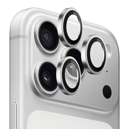 Blueo skyddsfilm för bakre kamera med metallram för Apple iPhone 18 Pro / 18 Pro Max, härdat glas, silverfärgad