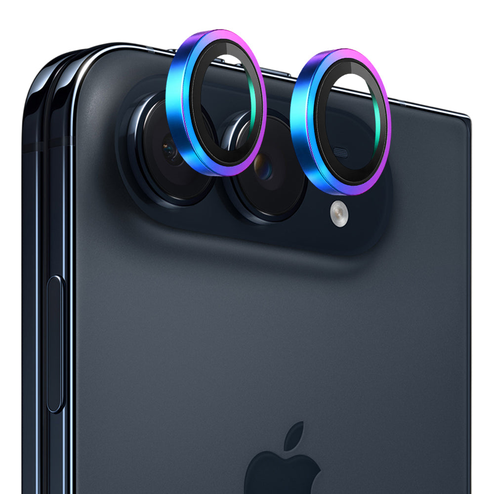 Blueo skyddsfilm för bakre kamera med metallram för Apple iPhone Duo, härdat glas, flerfärgad