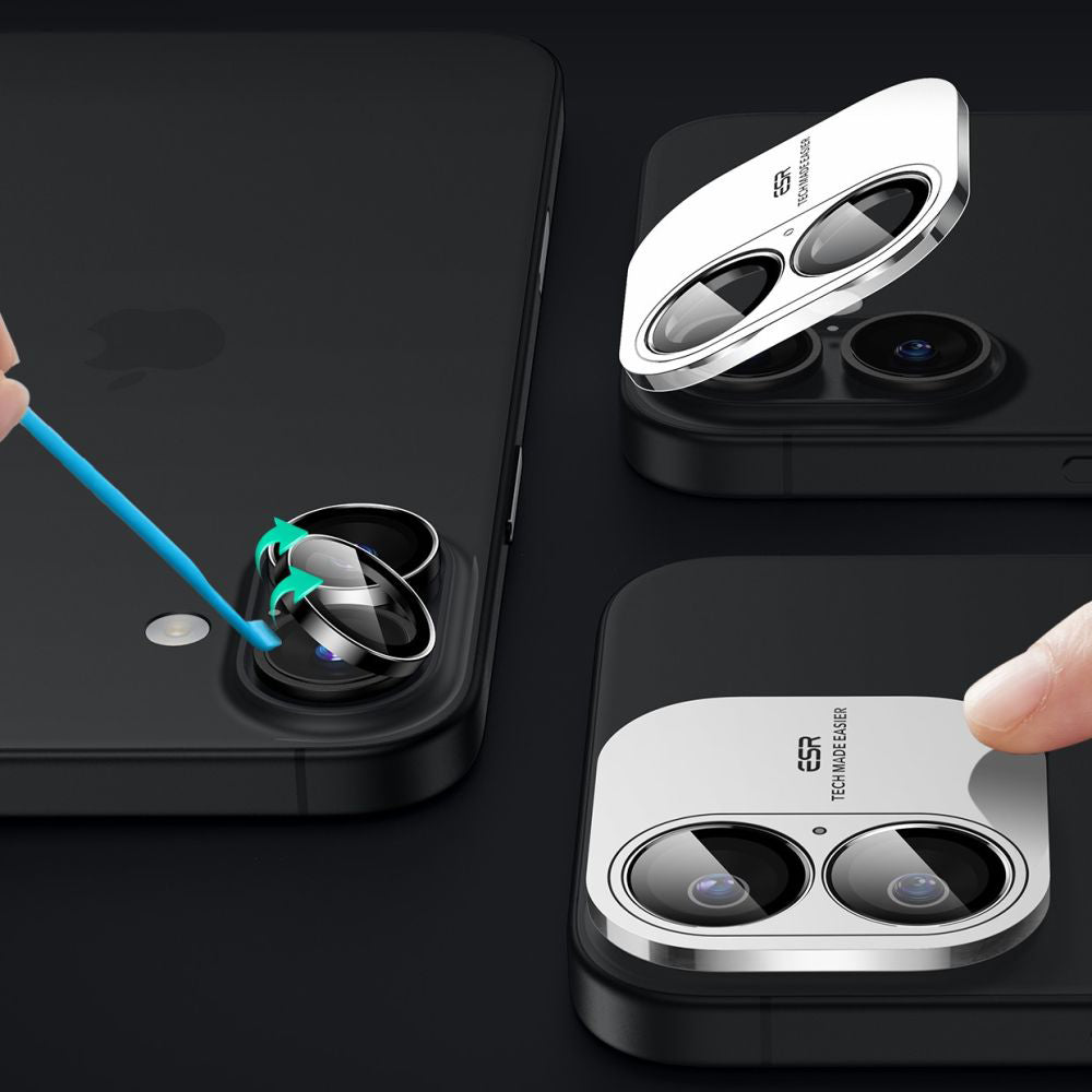Skyddsfilm för bakre kameran ESR Armorite för Apple iPhone 17 / 16 Plus / 16, Härdat glas, Svart