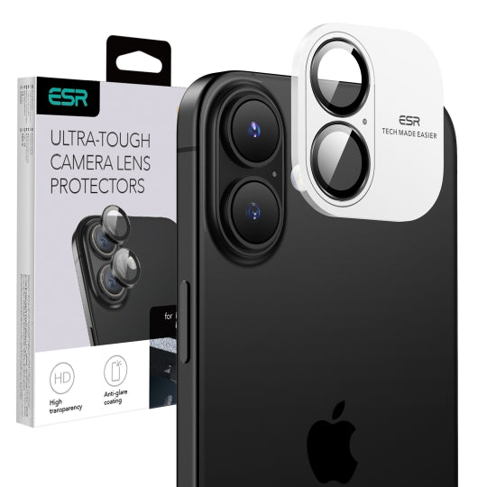 Skyddsfilm för bakre kameran ESR Armorite för Apple iPhone 17 / 16 Plus / 16, Härdat glas, Svart