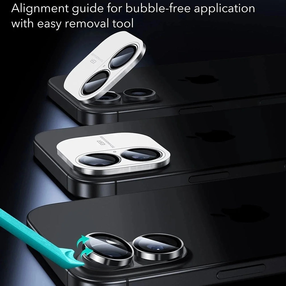 Skyddsfilm för bakre kamera ESR Armorite för Apple iPhone 17 / 16 Plus / 16, Härdat glas, Set med 2 stycken, Svart