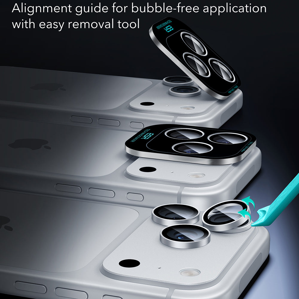 Skyddande bakre kameraskydd ESR Armorite för Apple iPhone 18 Pro / 18 Pro Max, härdat glas, silver