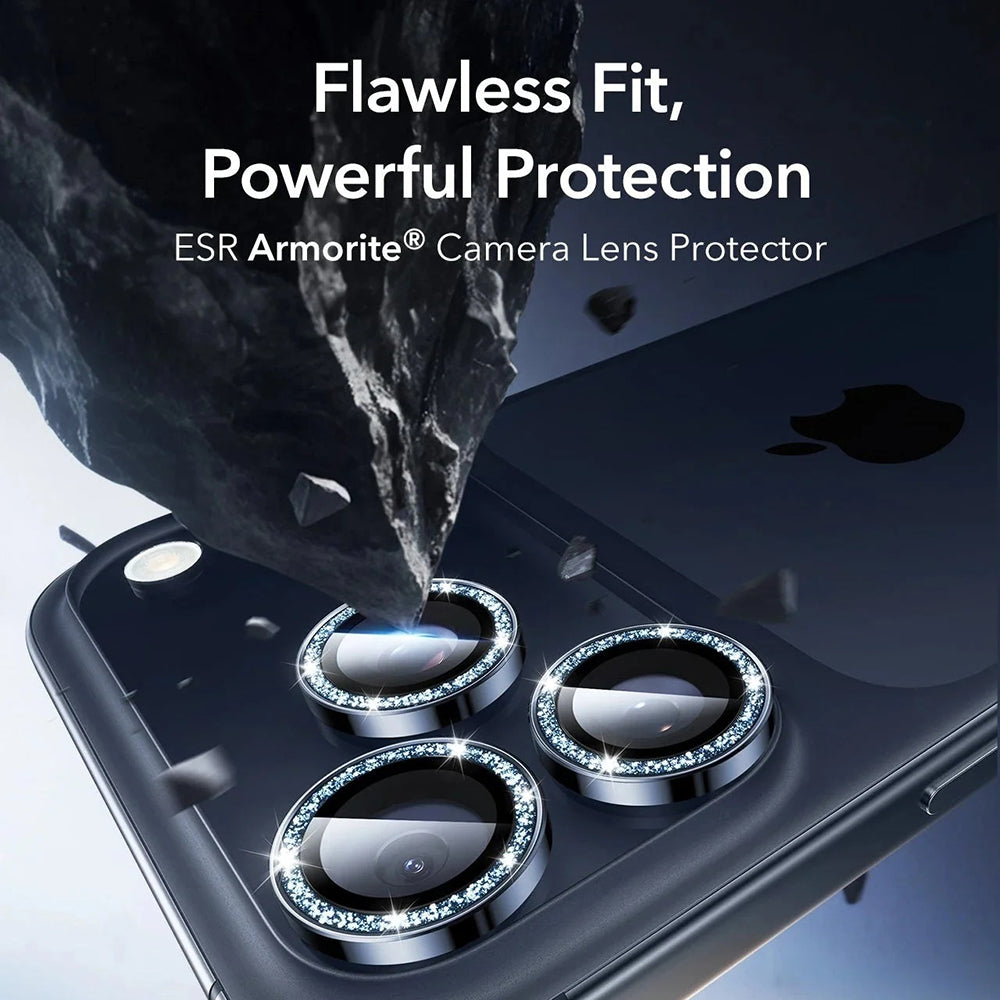 Skyddsfilm för bakre kamera ESR Glitter Diamond Armorite för Apple iPhone 17 Pro Max / 17 Pro, Härdat glas, Full lim, Blå