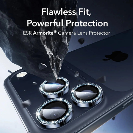 Skyddsfilm för bakre kamera ESR Glitter Diamond Armorite för Apple iPhone 17 Pro Max / 17 Pro, Härdat glas, Full lim, Blå