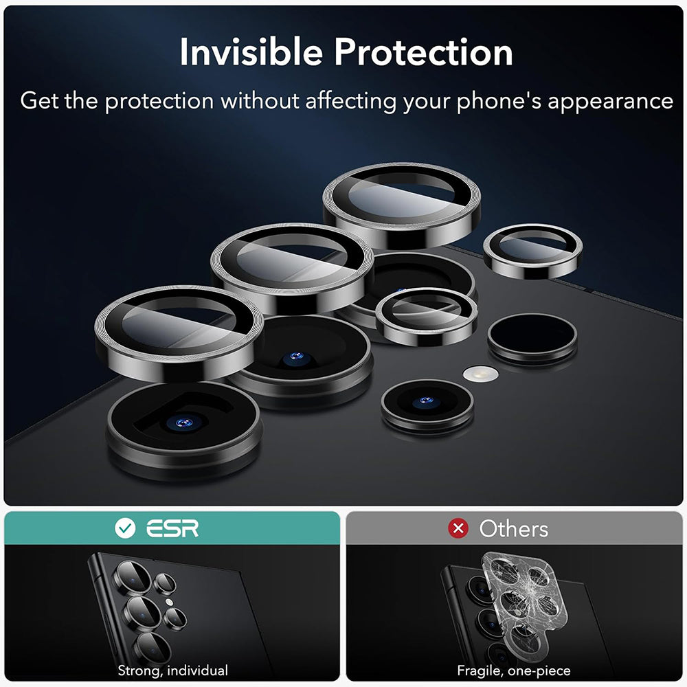Skyddsfilm för bakre kamera ESR för Samsung Galaxy S24 Ultra S928, Härdat glas, Set med 2 stycken, Svart