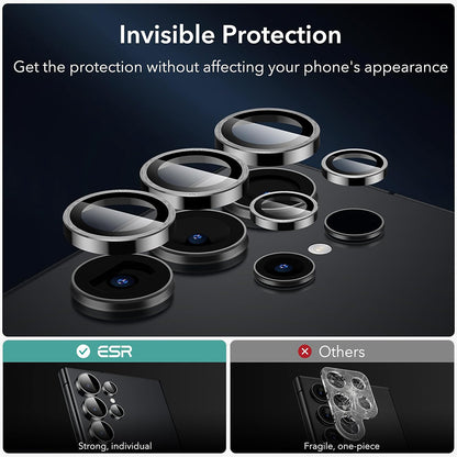 Skyddsfilm för bakre kamera ESR för Samsung Galaxy S24 Ultra S928, Härdat glas, Set med 2 stycken, Svart