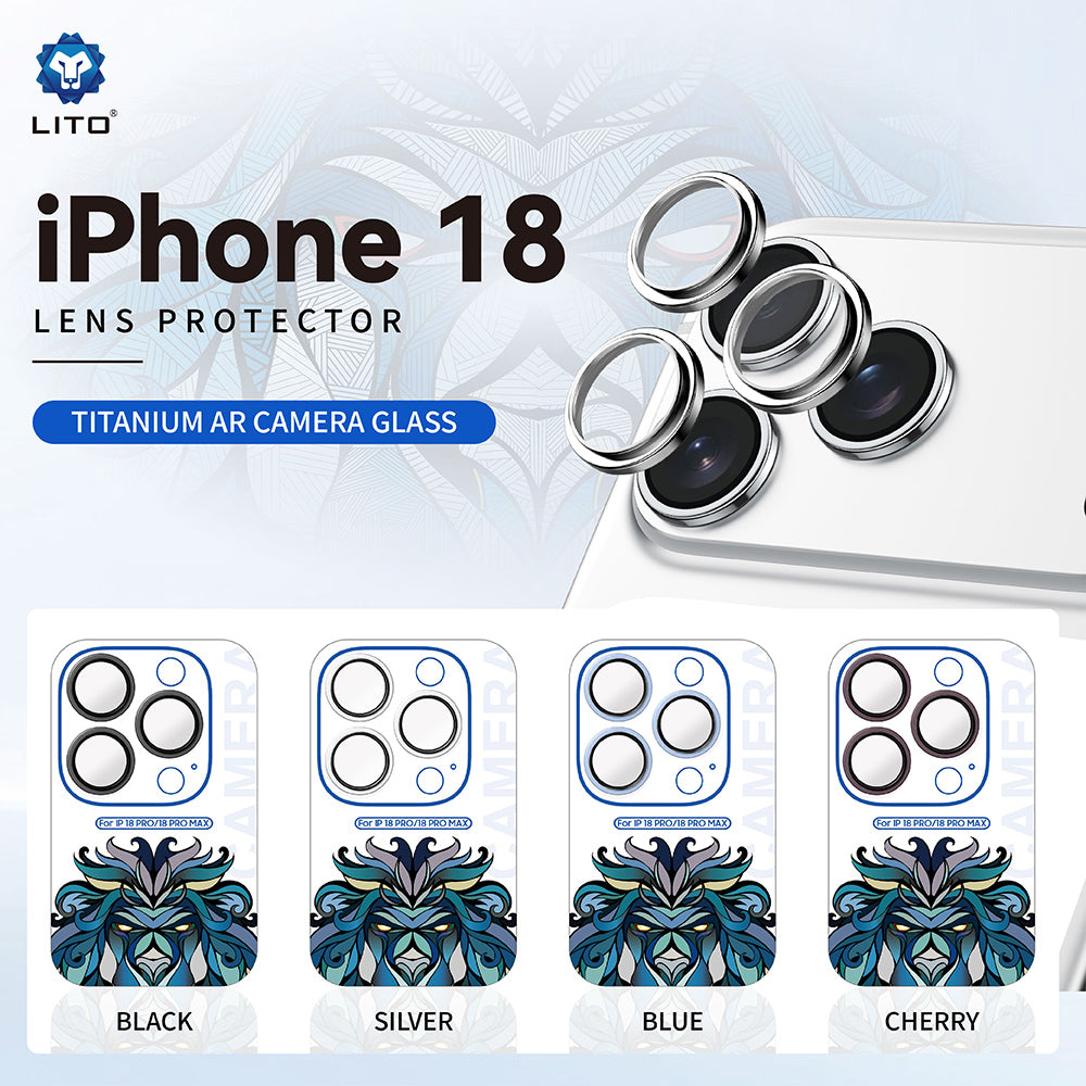 Skyddsfilm för bakre kamera Lito Titanium AR för Apple iPhone 18 Pro / 18 Pro Max, härdat glas, blå