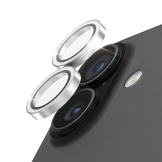 Skyddsfilm för bakre kamera PanzerGlass Hoops Glitter för Apple iPhone 17 / 16 Plus / 16, Härdat glas, Silver