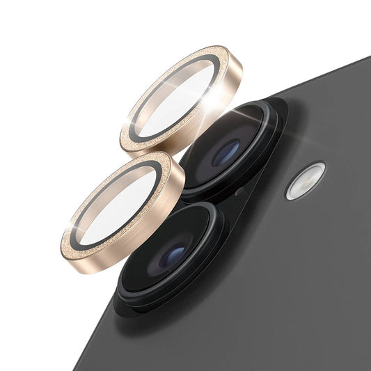 Skyddsfilm för bakre kameran PanzerGlass Hoops Glitter för Apple iPhone 17 / 16 Plus / 16, Härdat glas, Guld
