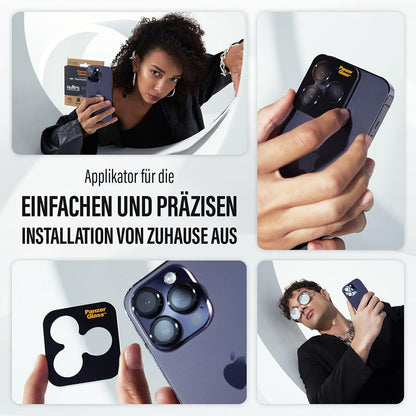 Skyddsfilm för bakre kameran PanzerGlass Hoops Glitter för Apple iPhone 17 Pro Max / 17 Pro / 16 Pro Max / 16 Pro, Härdat glas, Guld