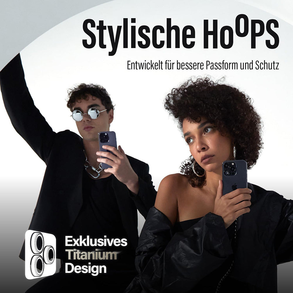 Skyddsfilm för bakre kameran PanzerGlass Hoops Glitter för Apple iPhone 17 Pro Max / 17 Pro / 16 Pro Max / 16 Pro, Härdat glas, Guld