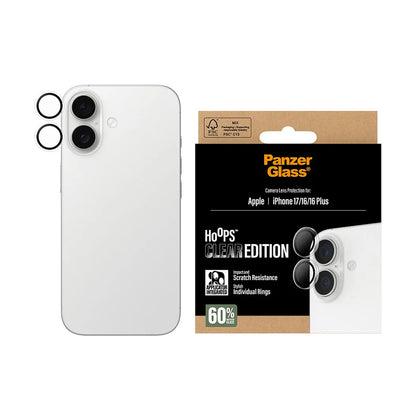 Skyddsfilm för bakre kamera PanzerGlass Hoops för Apple iPhone 17 / 16 Plus / 16, Härdat glas, Transparent