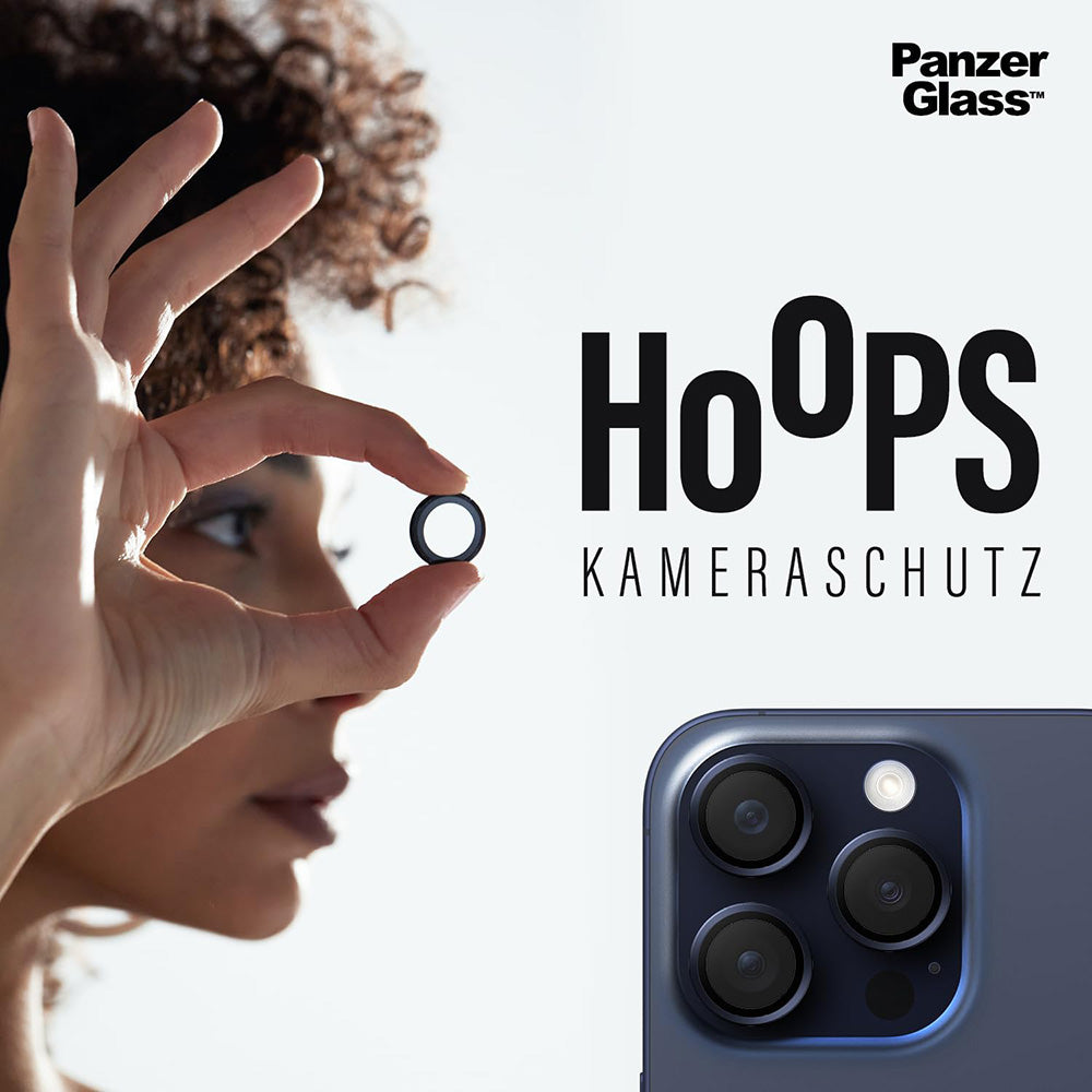 Skyddsfilm för bakre kamera PanzerGlass Hoops för Apple iPhone 17 Pro Max / 17 Pro / 16 Pro Max / 16 Pro, Härdat glas, Svart