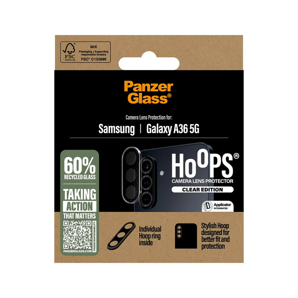 Skyddsfilm för bakre kamera PanzerGlass Hoops för Samsung Galaxy A36 A366, Härdat glas, Transparent