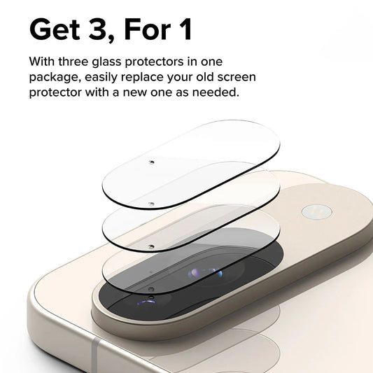 Skyddsfilm för bakre kameran Ringke för Google Pixel 9, Härdat glas, Set om 3 stycken, Transparent