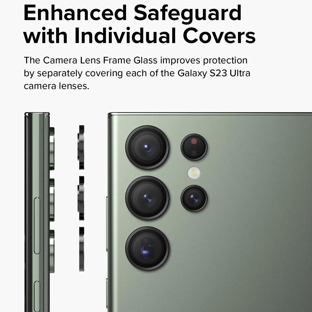 Skyddsfilm för bakre kameran Ringke för Samsung Galaxy S23 Ultra S918, Härdat glas, Svart