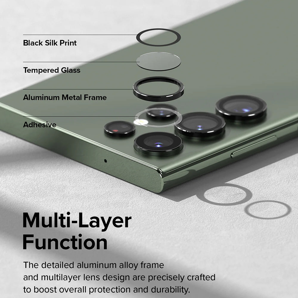 Skyddsfilm för bakre kameran Ringke för Samsung Galaxy S23 Ultra S918, Härdat glas, Svart