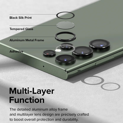 Skyddsfilm för bakre kameran Ringke för Samsung Galaxy S23 Ultra S918, Härdat glas, Svart