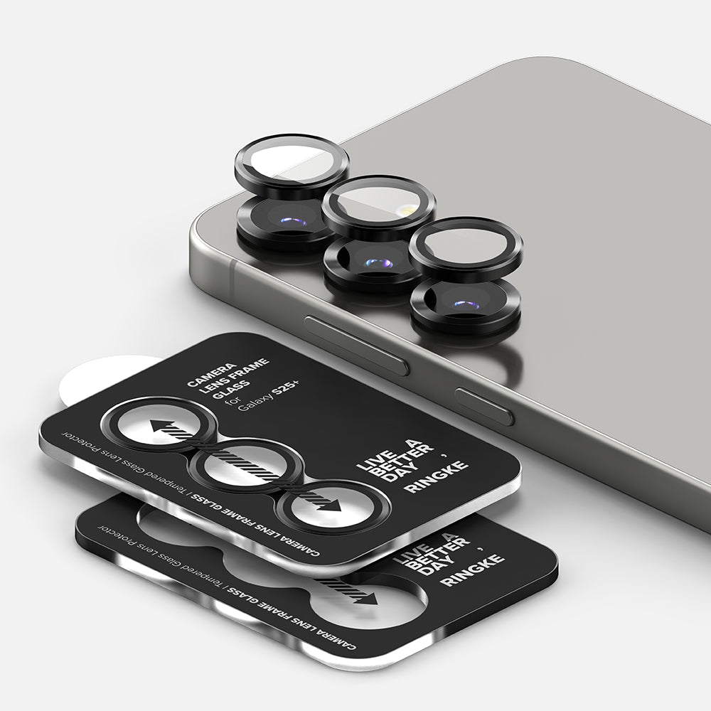 Skyddsfilm för bakre kameran Ringke för Samsung Galaxy S25 S931, Härdat glas, Svart