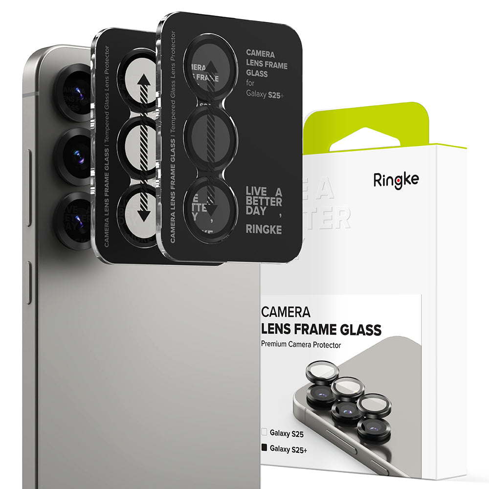 Skyddsfilm för bakre kameran Ringke för Samsung Galaxy S25 S931, Härdat glas, Svart