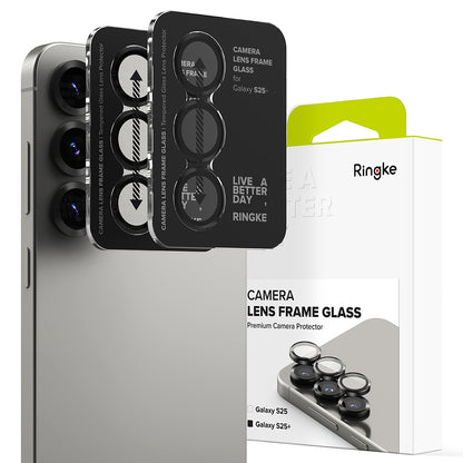 Skyddsfilm för bakre kameran Ringke för Samsung Galaxy S25 S931, Härdat glas, Svart