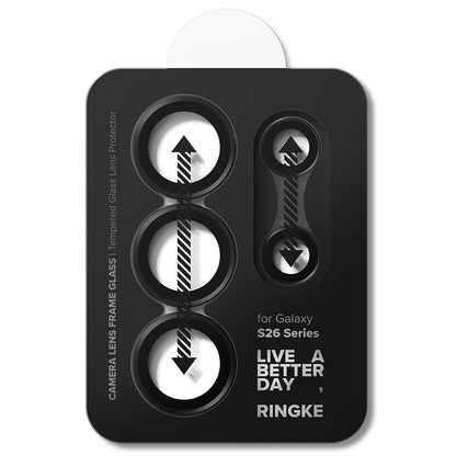 Skyddsfilm för bakre kameran Ringke för Samsung Galaxy S26 Ultra S948, Härdat glas, Set med 2 stycken, Svart