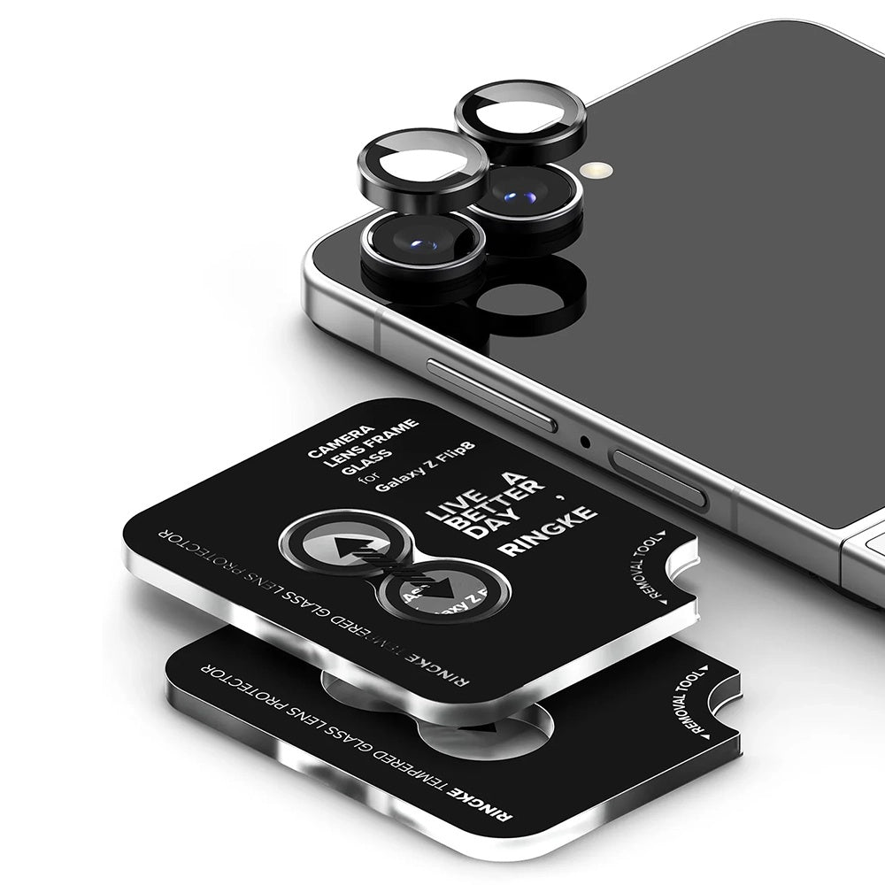 Ringke bakkameraskyddsfilm för Samsung Galaxy Z Flip8 F776, härdat glas, set om 2 stycken, svart