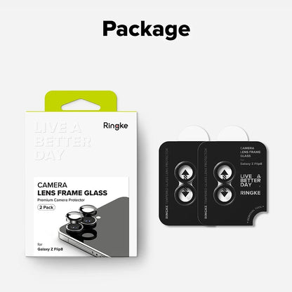 Ringke bakkameraskyddsfilm för Samsung Galaxy Z Flip8 F776, härdat glas, set om 2 stycken, svart