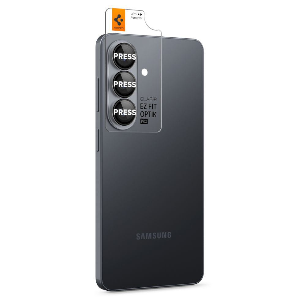 Skyddsfilm för bakre kameran Spigen GlastR EZ FIT Optik Pro HD för Samsung Galaxy S26 S942, Härdat glas, Set med 2 stycken, Svart AGL11099
